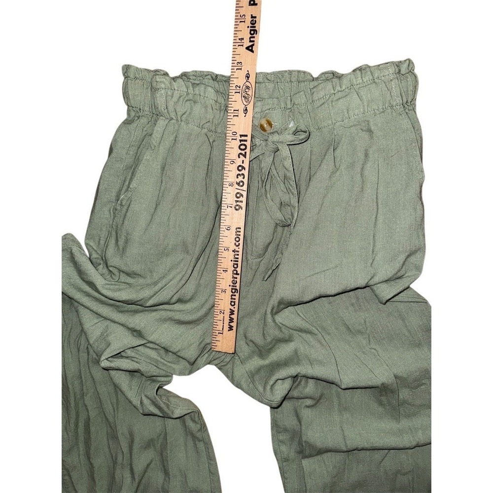 Thread + Supply Pant Womens M Sage Green Wide Leg Drawstring Elastic linen blend - Picture 6 of 9
